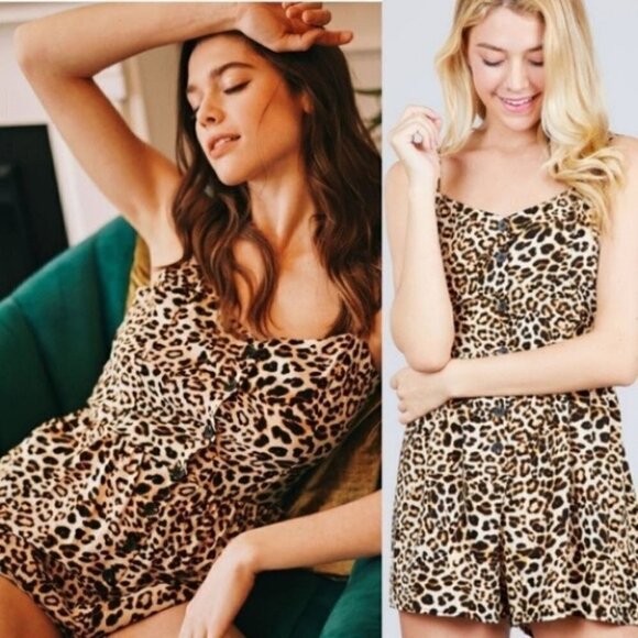 LEOPARD PRINT ROMPER - Picture 1 of 2